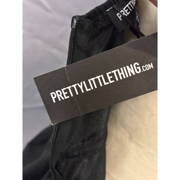 PrettyLittleThing Dress Black Pleated Draped Midi US 2 - Picture 6 of 9